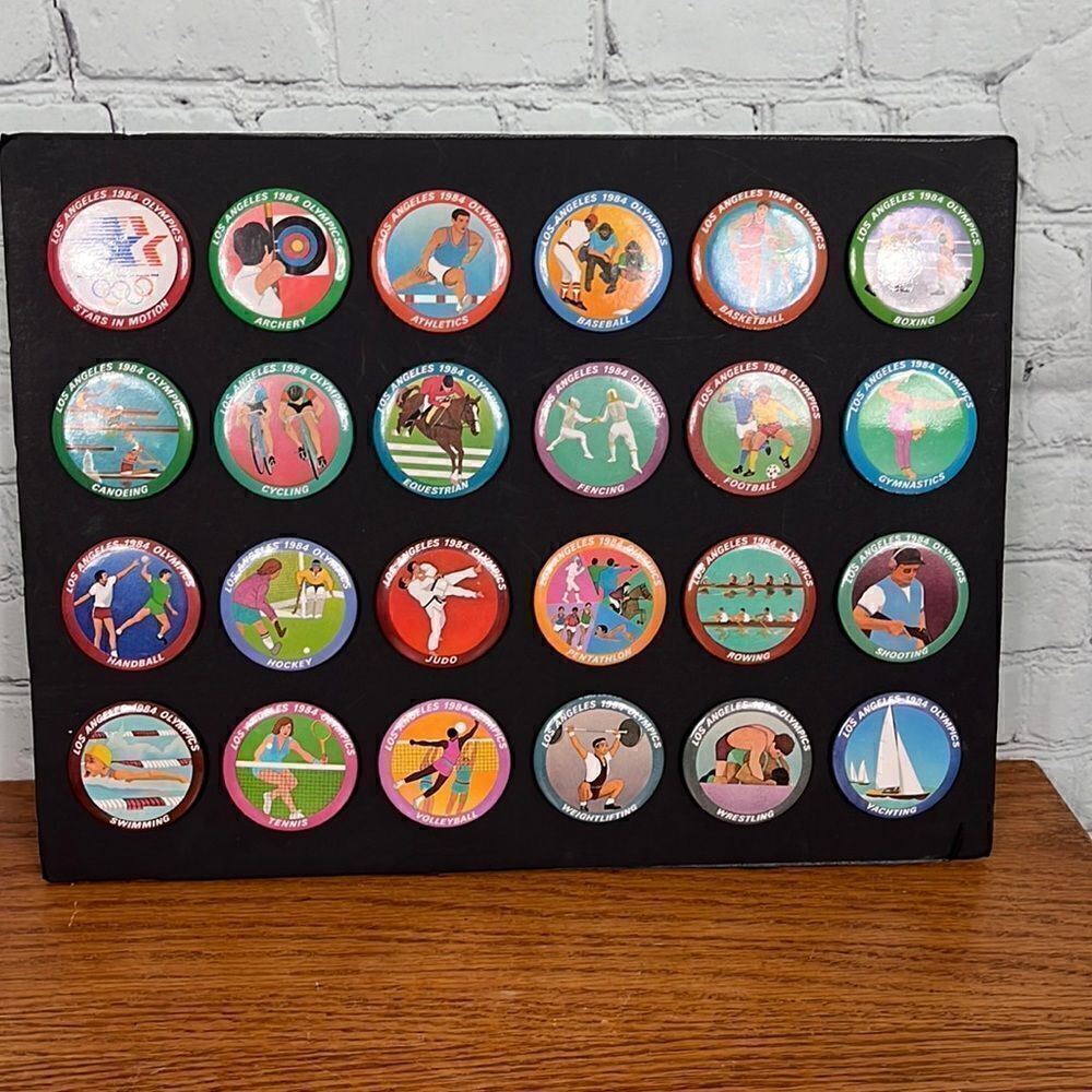 1984 Los Angeles Summer Olympics Collectors Buttons set of 24. EUC
